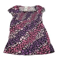 Černo-růžovo-fialová vzorovaná šatová tunika C&A