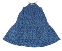 Tmavomodro-žlté kvetované šaty Okaidi