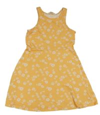 Horčicové kvetované šaty H&M