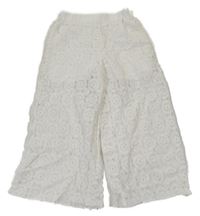 Biele čipkové culottes nohavice