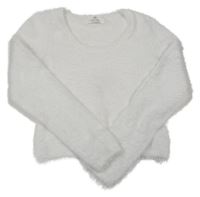 Biely chlpatý crop sveter H&M