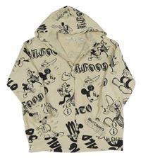 Béžovo-černá propínací mikina s Mickeym a kapucí H&M