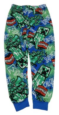 Modro-zelené plyšové pyžamové kalhoty - Minecraft Primark