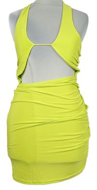 Dámské limetkové minišaty s průstřihem PrettyLittle Thing