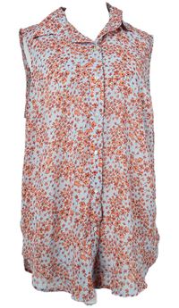 Dámská světlemodro-červená květovaná halenka H&M