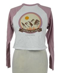 Dámske bielo-ružové crop tričko s potlačou Primark