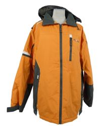 Pánská oranžovo-šedá šusťáková zimní outdoorová bunda s ukrývací kapucí Atlas 