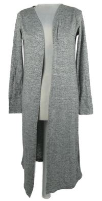 Dámský šedý melírovaný svetrový dlouhý cardigán 