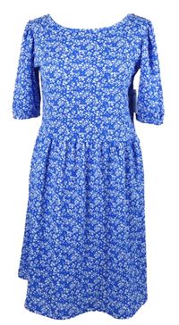 Nové - Dámské modré kytičkované strukturované šaty Pep&Co