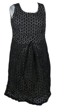 Dámske čierno-smotanové madeirové plátenné šaty TU