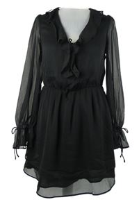 Dámské černé šifonové šaty s s volánkem MNG 