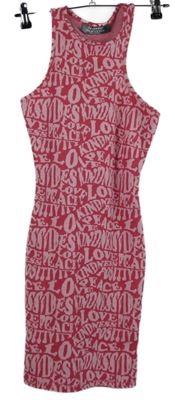 Dámske tmavorůžovo-ružové pletené šaty s nápismi Primark