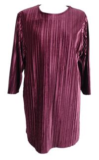 Dámské vínové sametové plisované šaty M&S