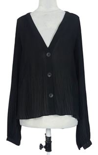 Dámska čierna šifónová plisovaná blúzka Zara