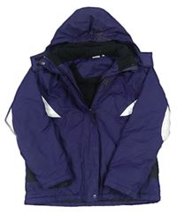 Tmavomodro-čierno-fialová šušťáková zimná lyžiarska bunda s kapucňou Alive