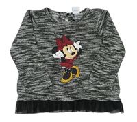 Čierno-biela melírovaná mikina s Minnie zn. Disney