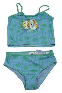 Modro-zelené tantikini s palmami a My little pony