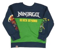 Tmavomodro-zelená mikina s lego Ninja