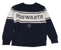 Tmavomodro-biela mikina s nápisem Harry Potter