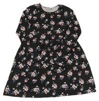 Černé kytičkované bavlněné šaty Y.F.K. 