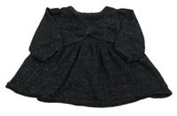 Čierne trblietavé teplákové šaty s mašlou F&F