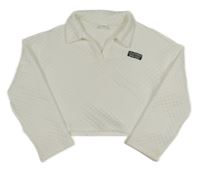 Biela károvaná crop mikina s nášivkou Shein