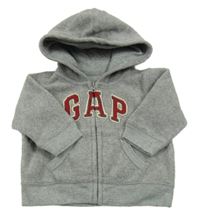 Šedá fleecová propínací mikina s logem a kapucí GAP