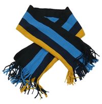 Modro-černo-hořčicová pruhovaná šála