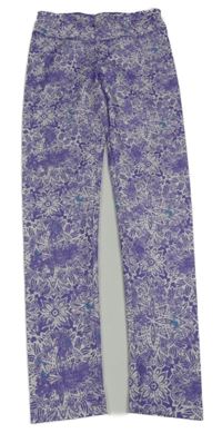 Fialové kvetinové športové legíny Pocopiano