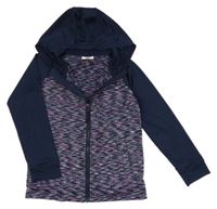 Tmavomodro-farebná melírovaná športová prepínaci mikina s kapucňou Topolino