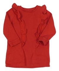 Červené teplákové šaty s volánikom F&F