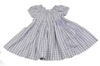 Fialovo-biele kockované plátenné šaty