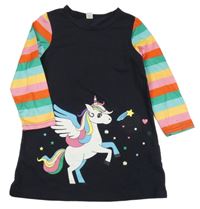 Tmavomodro-barevné šaty s jednorožcem Shein