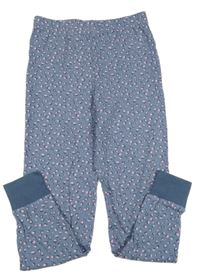 Modro-růžové vzorované pyžamové kalhoty