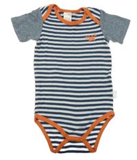 Modro-bílé pruhované body s krabem Pusblu