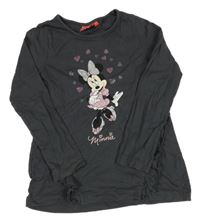 Tmavosivé tričko s Minnie a volánikmi Disney