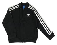 Černá propínací mikina s pruhy a logem Adidas