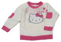 Bielo-fuchsiový sveter s Hello kitty Sanrio