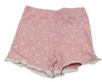 Ružové bavlnené kraťasy so srdíčky a s volánikom Paco piano