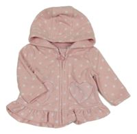 Světlerůžová fleecová puntíkatá propínací mikina s kapucí George