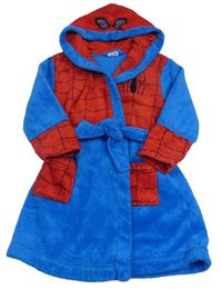 Modro-červený chlupatý župan s pavoukem a kapucí - Spiderman 