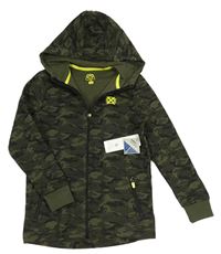 Khaki-černá vzorovaná propínací mikina s kapucí F&F