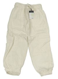 Smetanové volné cuff kalhoty Primark