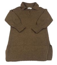 Hnědé pletené šaty s límečkem H&M