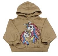Béžová mikina s jednorožcom a kapucňou H&M