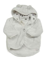 Bílá chlupatá bunda s kapucí H&M
