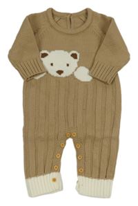 Béžový pletený overal s medvedíkom
