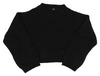 Čierny perforovaný crop sveter New Look