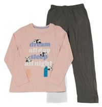 Nové - Růžovo-šedé pyžamo s pandami Primark