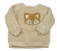 Béžová chlpatá mikina s líškou